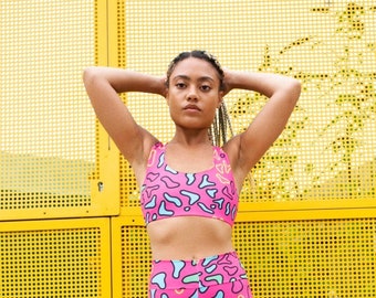 Pink Animal Sports Bra, Crop top