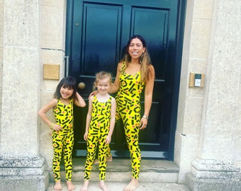 Catsuit, justaucorps, unitard pour fête d'enfants. Élasthanne sans manches. Parfait pour ; Festival, délire, danse, fête