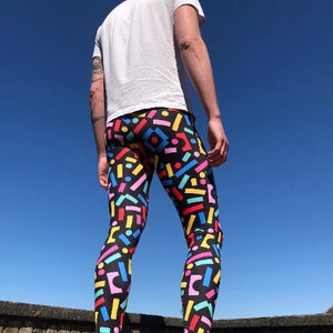 Block Confetti Meggings, Crazy Leggings, Festival Pants, Colourful leggings image 1