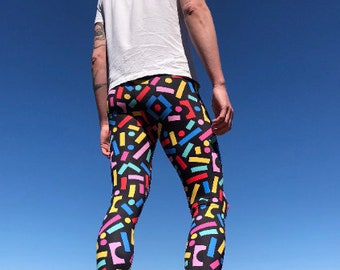 Block Confetti Meggings, Crazy Leggings, Festival Pants, Colourful leggings