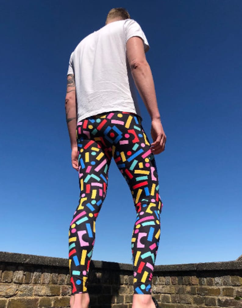 Block Confetti Meggings, Crazy Leggings, Festival Pants, Colorful leggings image 1