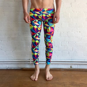 Glitch Print Meggings, Crazy Leggings, Festival Pants, Colourful leggings