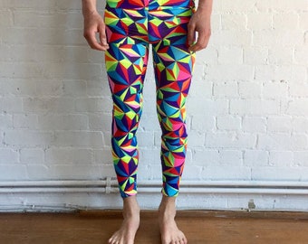 Glitch Print Meggings, Crazy Leggings, Festival Pants, Colourful leggings