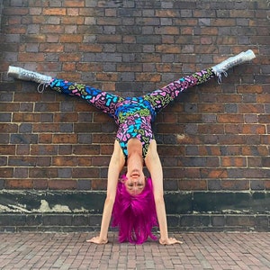 Neon Animal Catsuit, Leotard, Unitard. Sleeveless Low Back Spandex ...