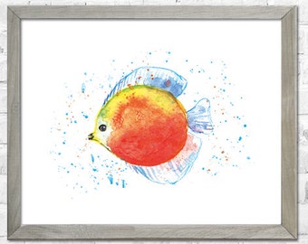 Fish Painting, Fish Art Print, Fish Watercolor Painting, Nursery Decor, Animal Art, Ocean Art, Nursery Art, Sea Art Print