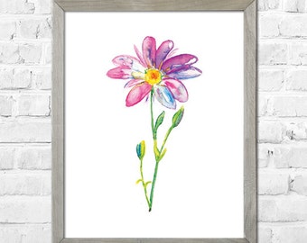 Flower painting-Watercolor flower-Watercolor flower print-Abstract flower-Flower art-Pink flower-Floral print-Watercolor art