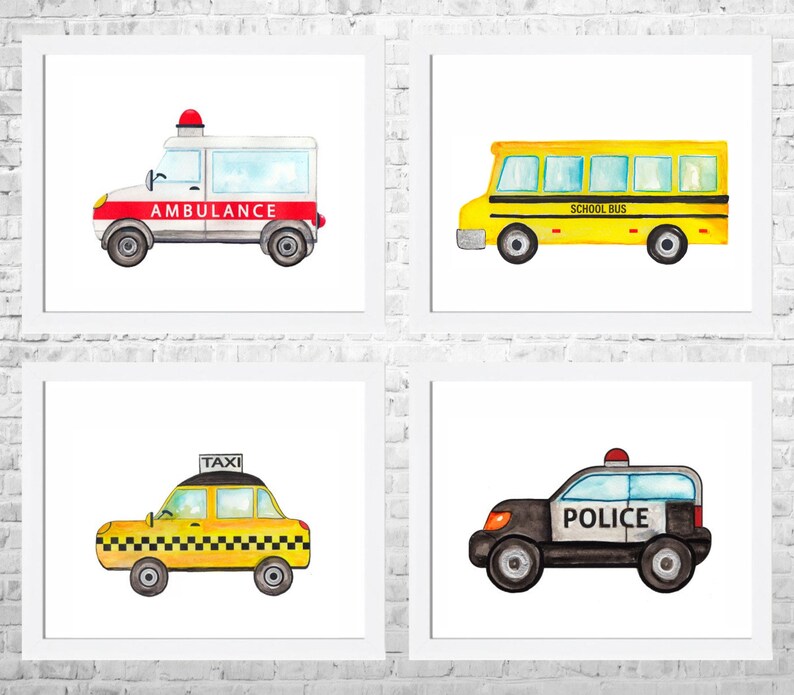 Vehicles Prints Car Art Transportation Decor Nursery Etsy