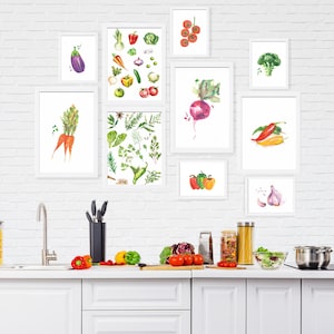 Vegetables Decor Set of 10 Prints, Kitchen Decor, Vegetables Prints, Vegetables Kitchen Art, Kitchen Poster, Food Art, Modern Decor