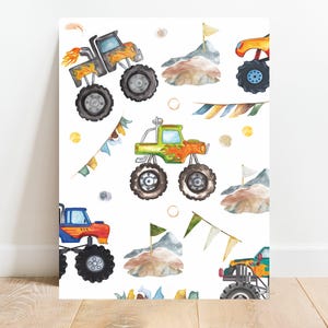 Monster Truck Poster, Monster Truck Print, Truck Nursery Print, Playroom Wall Art, Boys Room Decor, Toddler Room Poster, Kids Art Print
