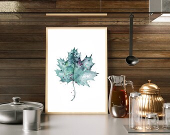 Leaf Watercolor Painting: Botanical Art Print, Modern Home Decor