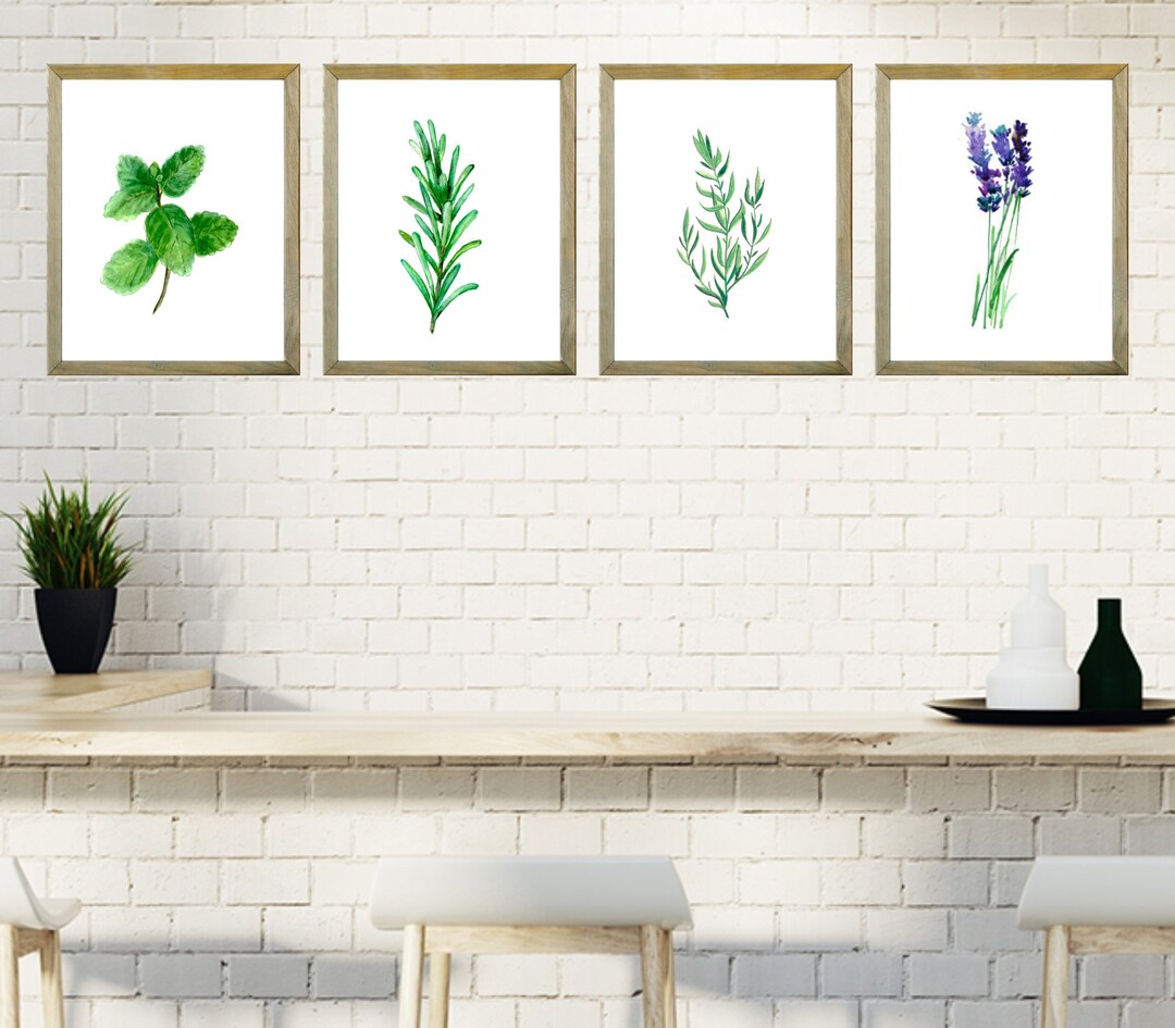 Watercolor Herbs Art Prints: Kitchen Wall Decor Set of 4 - Etsy