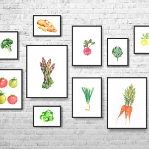 Keuken Decor-Groenten Decor-Groenten Print-Groenten Keuken Art-Keukenposter-Food Art-Keuken Print-Set van 10 prenten-Modern Decor
