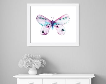 Butterfly Nursery Print, Kids Room Decor, Nursery Art, Nursery Wall Art, Baby Girl Nursery, Girl Room Decor, Watercolor Painting