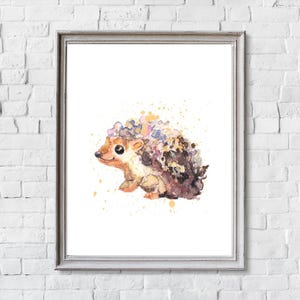 Hedgehog Art Print, Watercolor Painting,Hedgehog Painting, Hedgehog Wall Art, Nursery Wall Decor, Hedgehog Painting, Watercolor Art