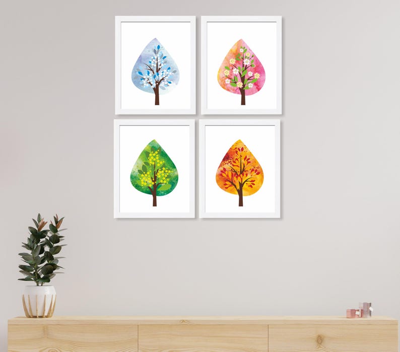 Four Seasons Tree Art Prints: Kids Nursery Decor, Set of 4 - Etsy UK