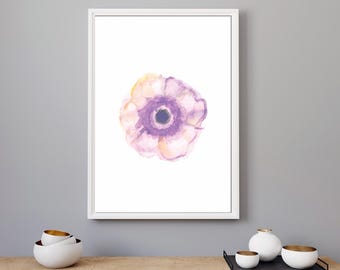 Lila Blumen Kunstdruck: Abstraktes Aquarell Blumen Wand Dekor
