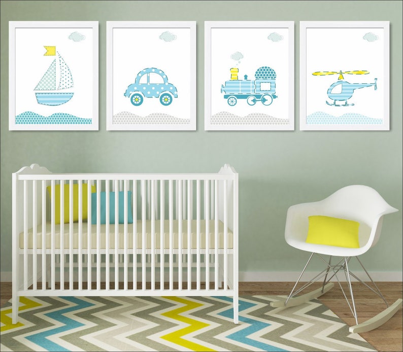 Baby Boy Nursery Art Transportation Wall Art Transportation Etsy