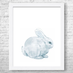 Bunny Rabbit Nursery Wall Art, Rabbit Print,  Rabbit Watercolor Painting, Woodland Animal Art, Watercolor Animal, Bedroom Decor, Kids Art
