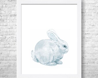 Bunny Rabbit Nursery Wall Art, Rabbit Print,  Rabbit Watercolor Painting, Woodland Animal Art, Watercolor Animal, Bedroom Decor, Kids Art