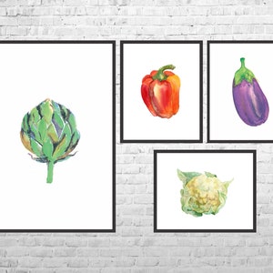 Vegetable Prints Set of 4, Kitchen Wall Art, Vegetables Decor, Vegetables Kitchen Art, Food Artwork, Kitchen Poster, Food Art, Modern Decor