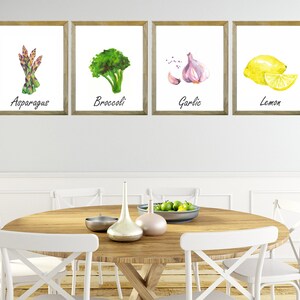 Vegetable Prints Set of 4, Kitchen Wall Art, Vegetables Decor, Vegetables Kitchen Art, Food Artwork, Kitchen Poster, Food Art, Modern Decor