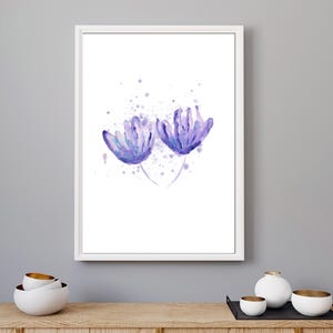 Purple flowers Art-Flower painting-Watercolor flower print-Abstract flower-Flower art-Floral print-Watercolor art-Purple Wall Decor