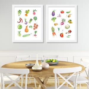 kitchen print set of 2 fruit print vegetable print... Set of 2 Kitchen Prints, Vegetables Print Set, Kitchen Art Prints ...