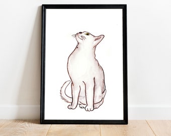 Cat Art Print, Cat Watercolor Painting, Watercolor Animal, Cats Poster, Cat Decor, Wall Cat Picture, Nursery Wall Decor, Home Decor
