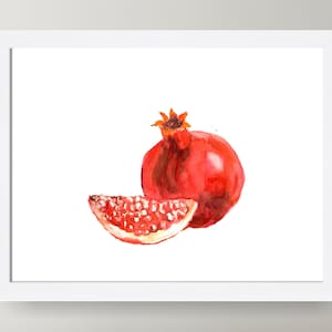 Pomegranate Painting, Watercolor Fruit, Watercolor Painting, Home Decor, Botanical Watercolor, Kitchen Wall Decor, Fruit Art Print