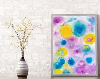 Abstraktes Aquarell Kunst Druck: Farbenfrohe Wanddeko