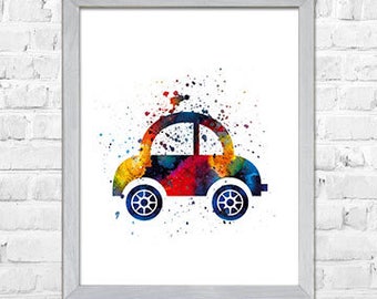 Car Print, Construction Nursery Art, Transportation Art, Nursery Poster, Construction Decor, Baby Boy Nursery, Kids Art Print, Nursery Decor