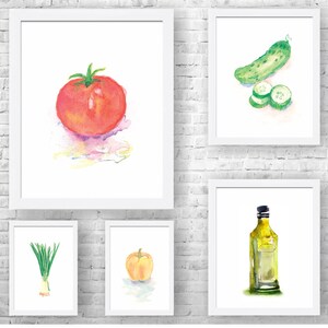 Groenten Decor-Keuken Decor-Groenten Print-Groenten Keuken Kunst-Keuken Poster-Food Art-Keuken Print-Set van 5 Prints-Modern Decor