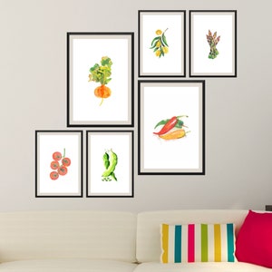 Decoración de verduras-Decoración de cocina-Impresión de verduras-Verduras Cocina Arte-Cartel de cocina-Comida Arte-Cocina Print-Set de 6 impresiones-Decoración moderna