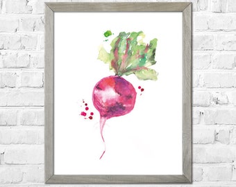 Kitchen Wall Art, Watercolor Beet Painting, Vegetable print, Kitchen Decor, Botanical Art, Food Poster, Kitchen Print