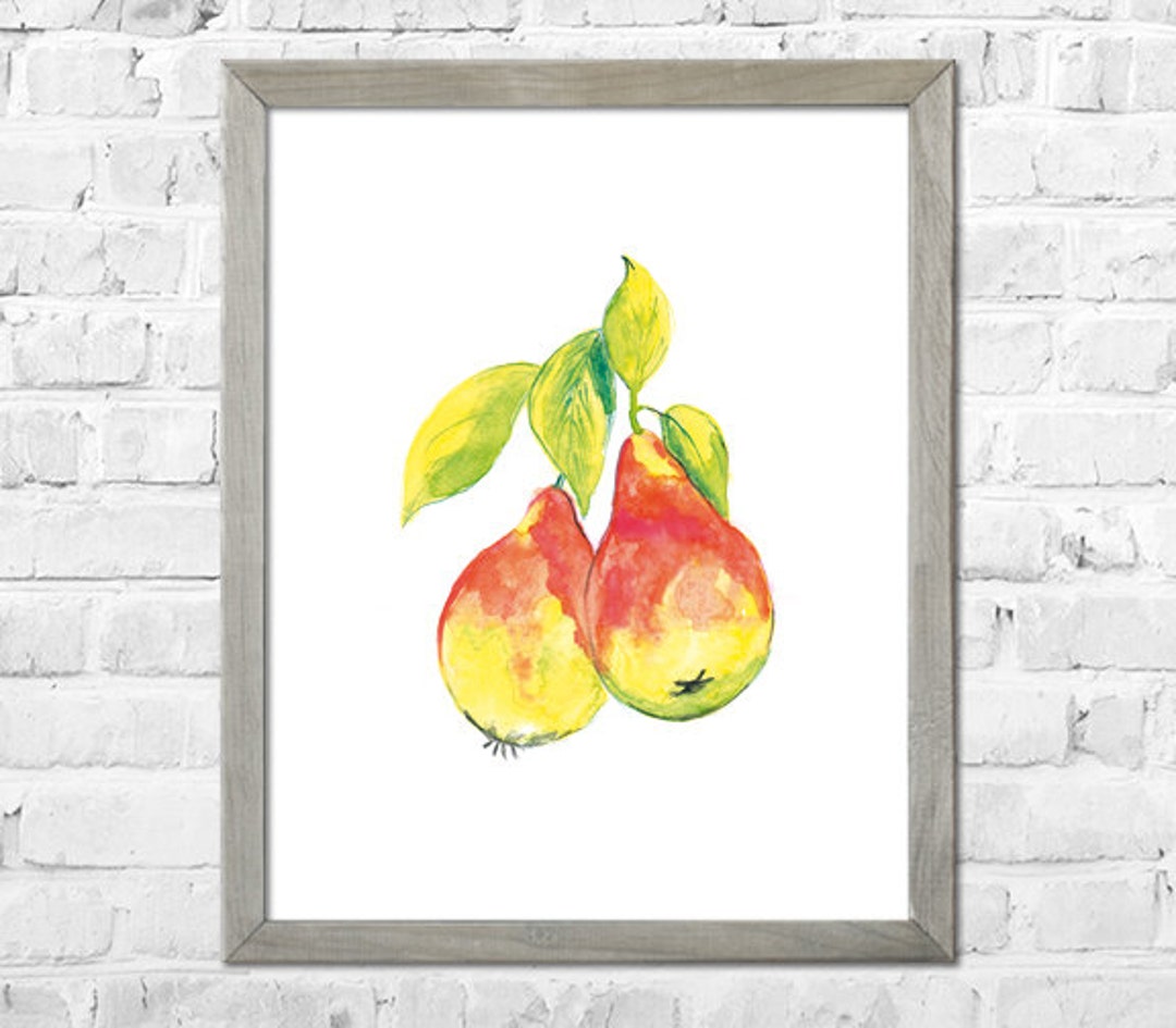 Pears Watercolor Print Kitchen Wall Decor Fruit Watercolor Etsy
