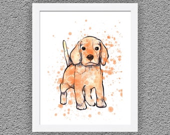 Puppy Dog Art Print, Watercolor Dog, Dog Wall Decor, Nursery Wall Decor, Dog Painting, Watercolor Dog Art
