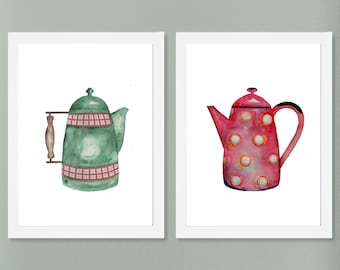 Watercolor Teapot Art Print: Kitchen Wall Decor