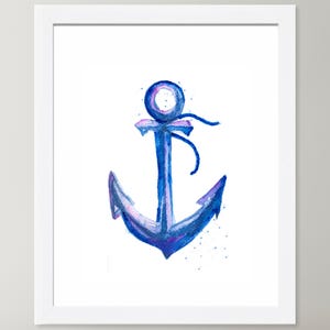 Watercolor Anchor Print: Nautical Nursery Wall Decor