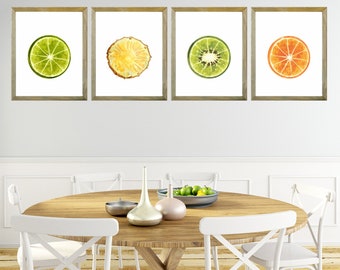 Citrus Prints, Kitchen Wall Art, Fruits Print, Farmhouse Decor, Fruit Art, Kitchen Decor, Kitchen Poster, Kitchen Print, Set of 4 Prints