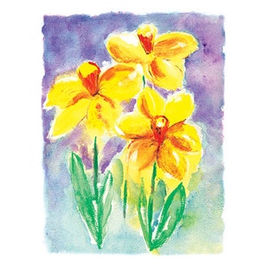 Daffodils Painting, Daffodil Print, Yellow Flowers Art, Print Flowers, Wall Decor, Home Wall Print, Modern Home Decor, Flower Wall Art image 2