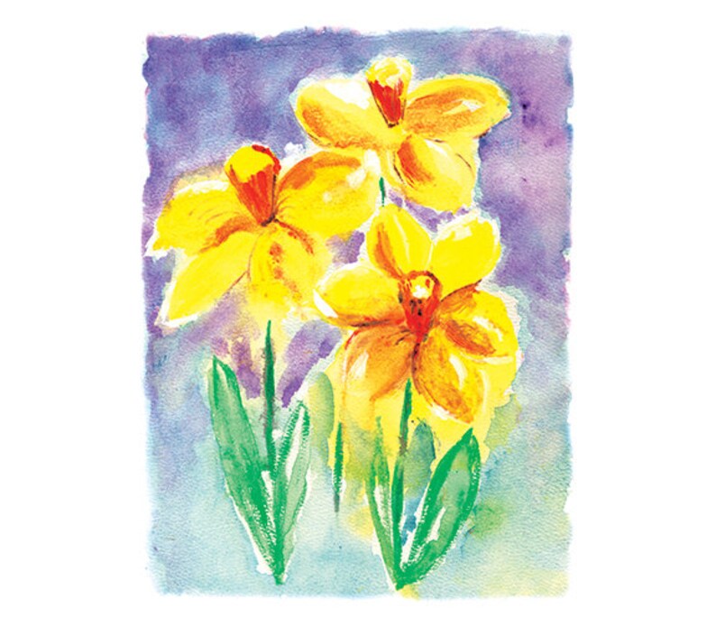 Daffodils Painting, Daffodil Print, Yellow Flowers Art, Print Flowers, Wall Decor, Home Wall Print, Modern Home Decor, Flower Wall Art image 2
