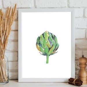 Artichoke Watercolor Painting: Kitchen Wall Art Giclée Print