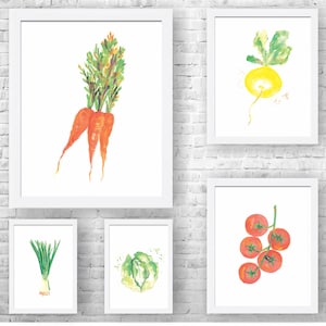 Groenten Decor-Keuken Decor-Groenten Print-Groenten Keuken Kunst-Keuken Poster-Food Art-Keuken Print-Set van 5 Prints-Modern Decor
