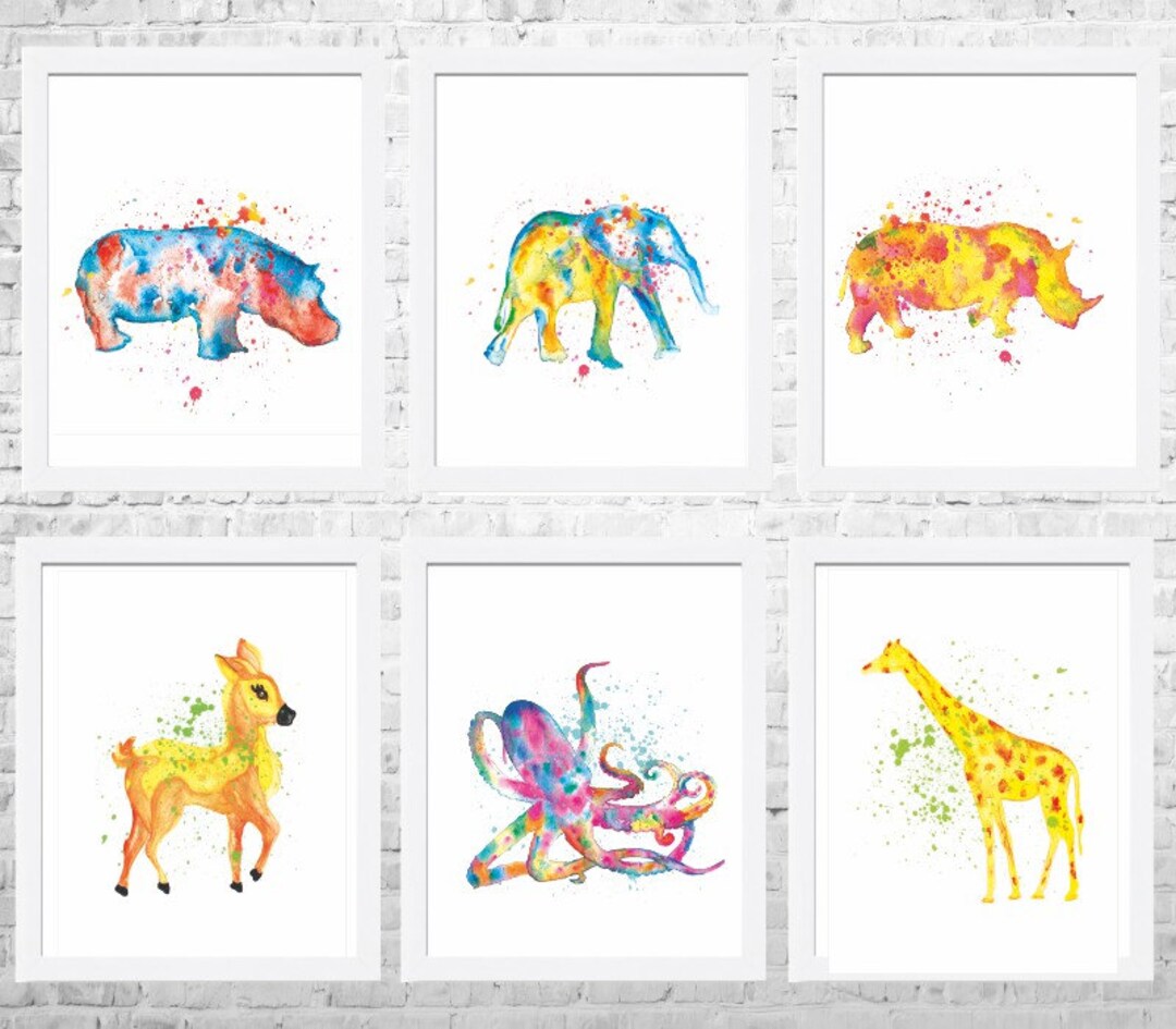 Animal Prints for Nursery, Animals Nursery Art, Children's Art, Kids Wall Decor, Set of 6 Prints ...