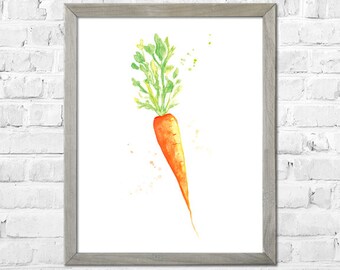 Carrot Art, Watercolor Print, Kitchen Wall Art, Kitchen Art Print, Vegetable Watercolor Painting,Kitchen Wall Decor,Wall Art Kitchen