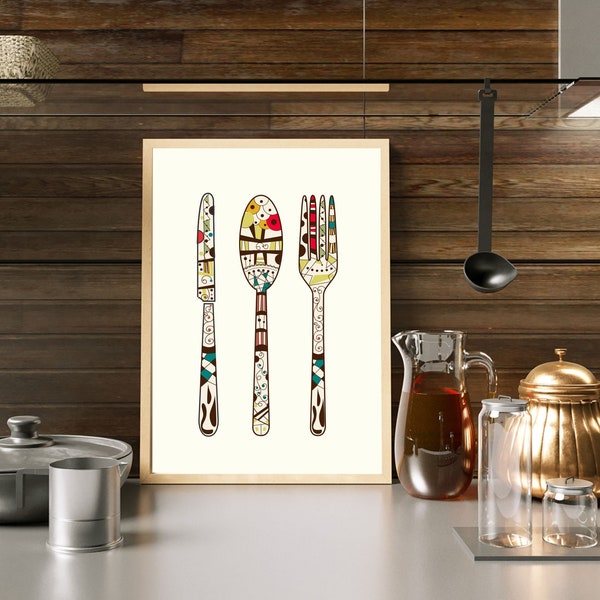 Colorful Kitchen Art Etsy