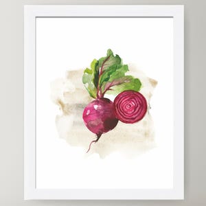 Beet Watercolor Painting, Kitchen Wall Art, Vegetable Print, Farmhouse Wall Decor, Botanical Art, Vegetable Poster, Kitchen Print