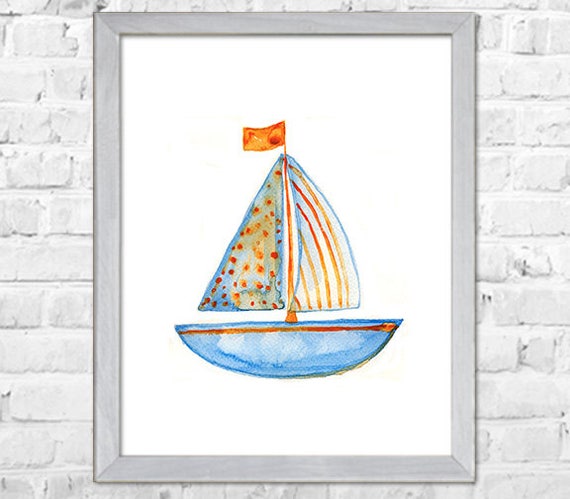 Sailing Boat Nautical Nursery Art Kids Wall Art Print Sail | Etsy