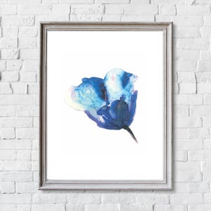 Blue Flower Watercolor Art Prints: Set of 3, Floral Wall Decor image 8