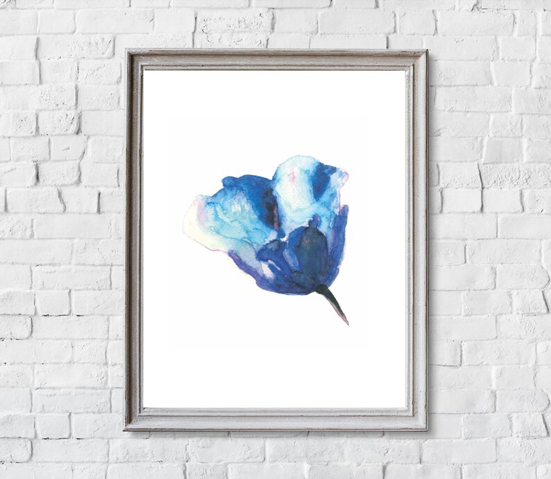 Blue Flower Watercolor Art Prints: Set of 3, Floral Wall Decor image 8